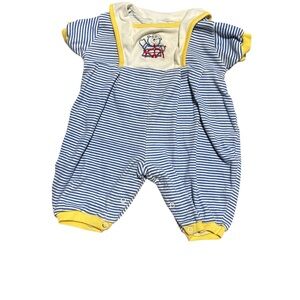 Vintage Honors Baby Nautical Sailor Bear Romper | Size 3-6 Months